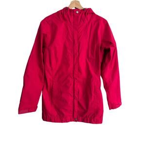 Columbia Women's L Pink Rain Jacket Hooded Lightweight Breathable Windbreaker